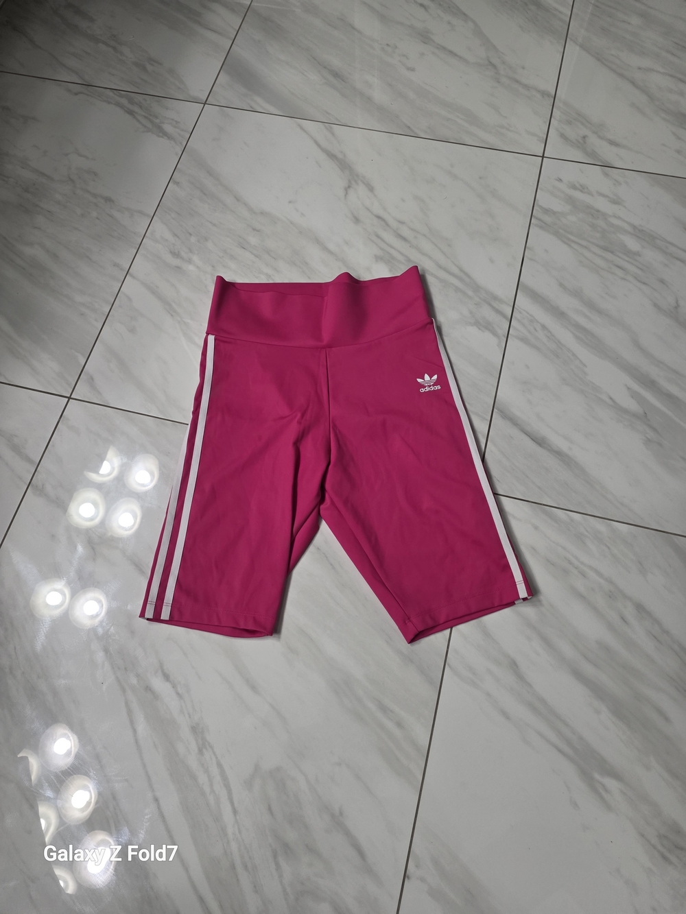 adidas Hot Pink Bike Shorts with White Side Stripes